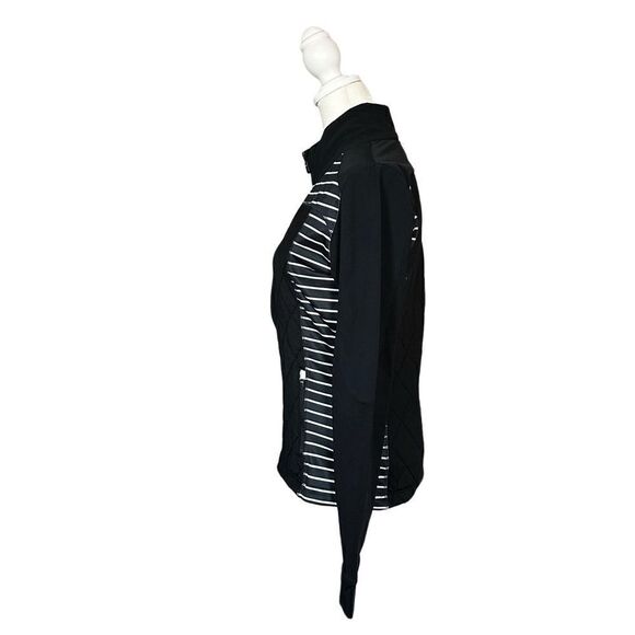 lole Black & White Stripe Quilted Long Sleeve Full Zip Up Jacket Size Small - Picture 4 of 15